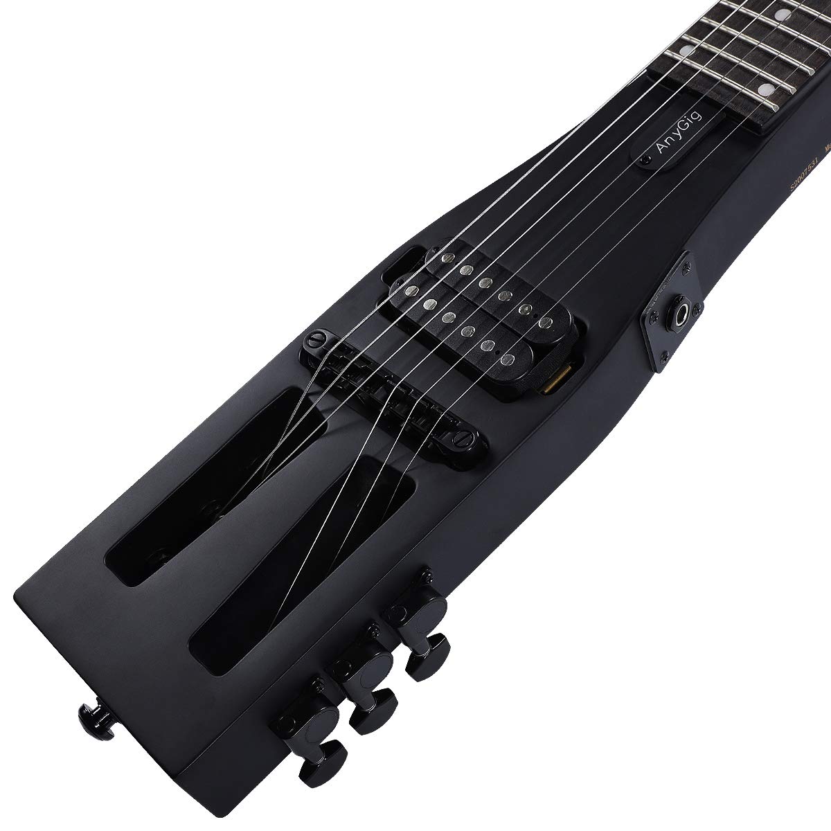 Anygig Electric Guitar Practice Portable Travel 82CM 1.6KG Black Matte 25.5'' Full Scale with Gigbag Right Handed